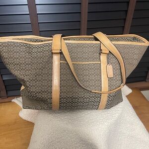 Coach Brown and Tan Signature Tote